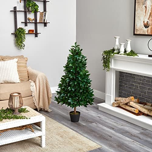 Nearly Natural4-Ft Bay Leaf Artificial Topiary UV-Resistant IndoorOutdoor