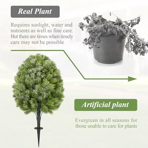 Premium 2-Pack 24 Artificial Cypress Topiaries with Ground Spikes