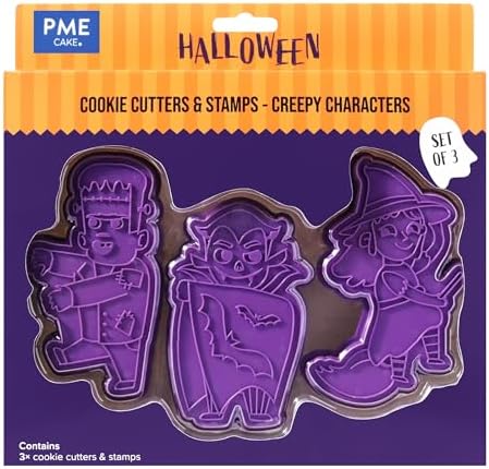 PME Creepy Halloween Cookie Cutters Stamps - Creepy Characters Set of 3