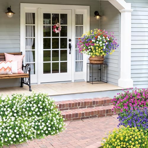Bassion 20 Bundles Fake Artificial Flowers Outdoor
