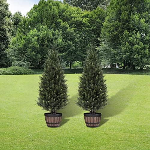 Artificial Cedar Real-Leaf Potted Plant Set