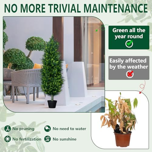 UNADRA Artificial Cedar Topiary 4FT Set of 2
