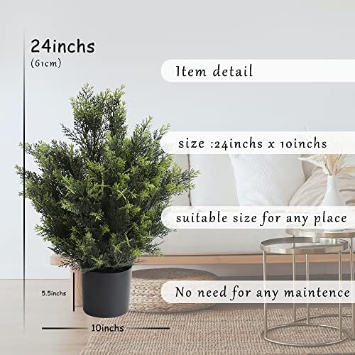 Momoplant Cedar Artificial Bush 24inch 2 Packs Faux Topiary
