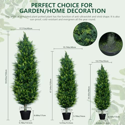 UNADRA Artificial Cedar Topiary 4FT Set of 2
