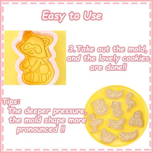 Lutoku 8 Mini Animal Cookie Cutters Set with 3D Raised Design