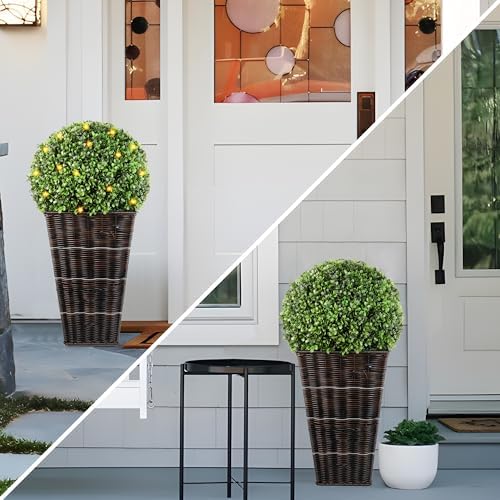 SEVENLOVE Artificial Boxwood Topiary Ball with Lights