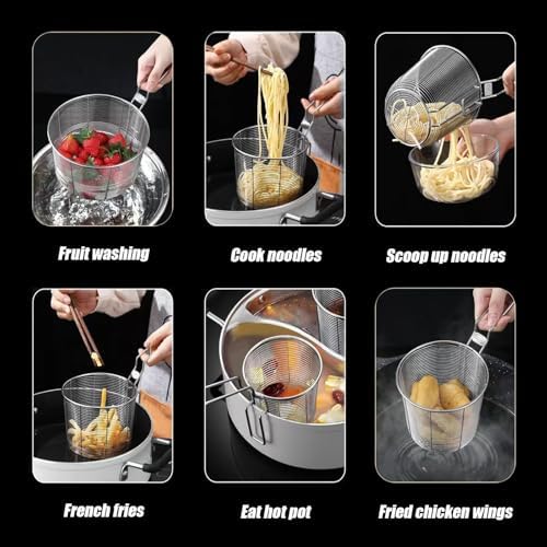 Stainless Steel Mesh Paste Strainer Basket Perfect for Frying Cooking and Draining