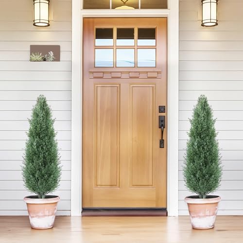 Damomo 3FT Artificial Cedar Topiary Trees Set of 2 1
