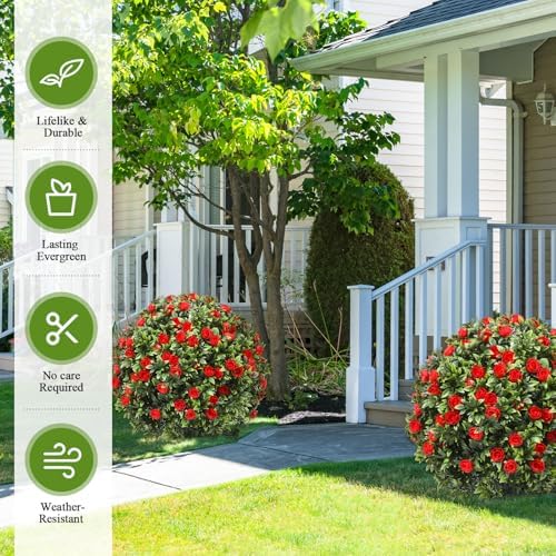 Lunmon Outdoor Artificial Topiary Balls Set of 2 24-Inch