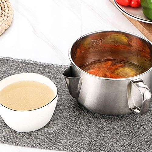 1200ml Stainless Steel Oil Fat Separator with Glass Cover Soup Grease Strainer
