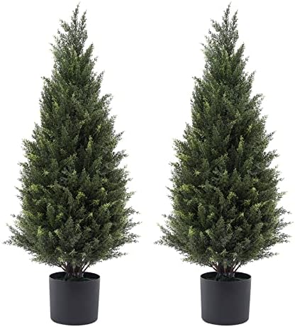 Artificial Cedar Real-Leaf Potted Plant Set