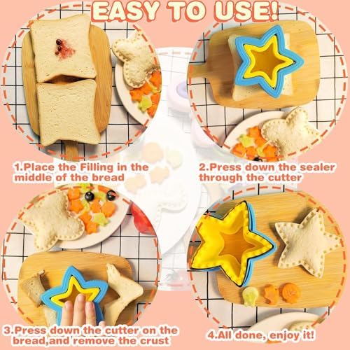 Aoerfes 4 Pcs Sandwich Cutter and Sealer Set
