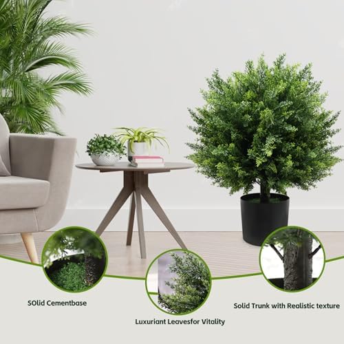 GZFDY 21-Inch Artificial Cedar Ball Trees Set of Two