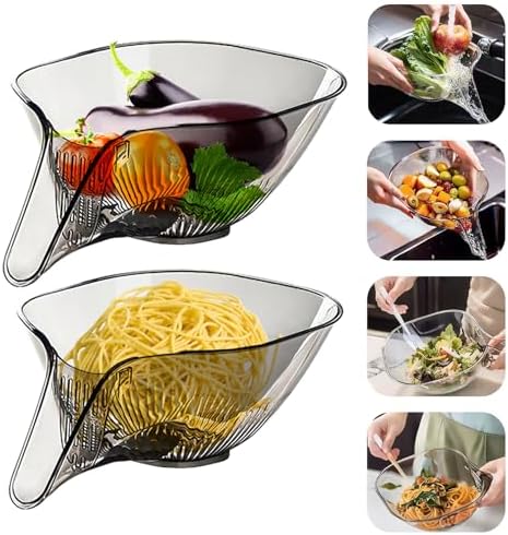 2-Piece Multi-Functional Drain Basket with Spout - BPA-Free Kitchen Essential