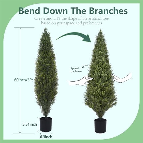 Decwin 2 Packs 5ft Artificial Cedar Topiary Trees 1