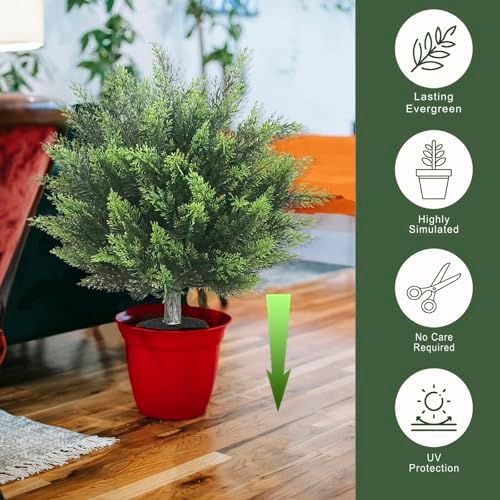 28 Inch Artificial Cypress Topiary Set of 2