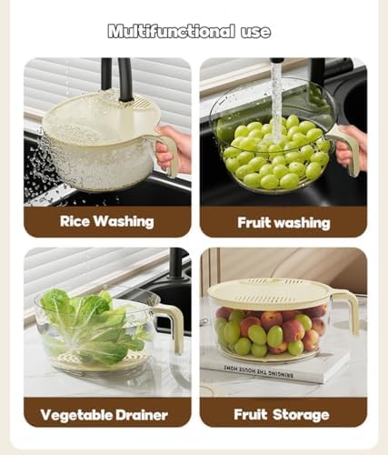 Versatile Fruit Vegetable Washer with Rice Strainer for Easy Cleaning