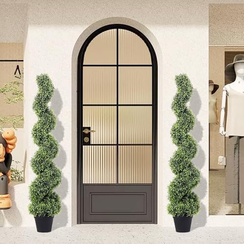 4FT Artificial Boxwood Spiral Topiary Trees Set of 2
