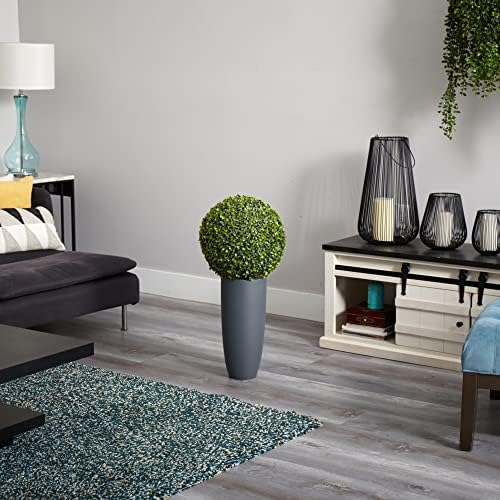 Nearly Natural Boxwood Artificial Topiary Outdoor Planter