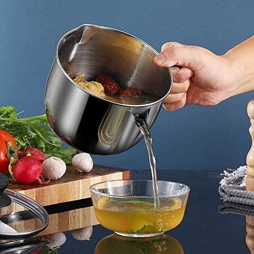 Premium Stainless Steel Oil Strainer with Colander Glass Top 1000ML