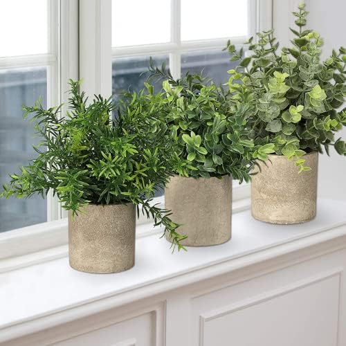 Velener 2-Piece Artificial Potted Rosemary Rustic Farmhouse Fake Shrubs