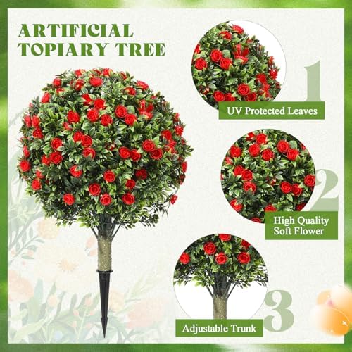 Lunmon Outdoor Artificial Topiary Balls Set of 2 24-Inch