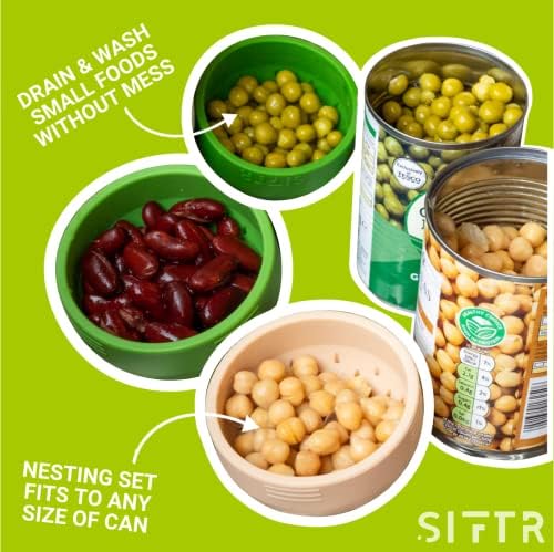 SIFTR Mini Colander Set - Flexible Silicone Can Strainer for Kitchen Gadget