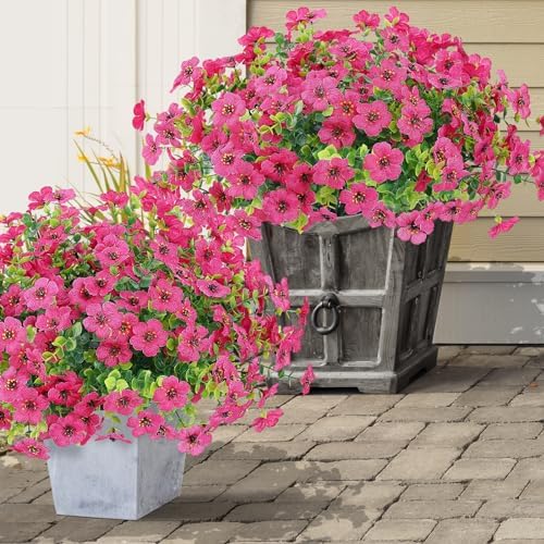 10 Bundles Artificial Faux Flowers for Outdoor Decor