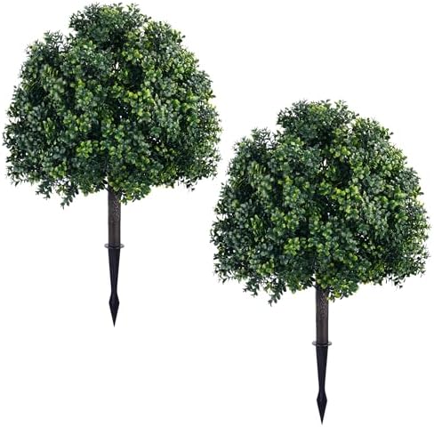276inch Boxwood Topiary Fake Plant UV Resistant Outdoor Decor