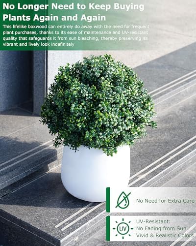 276inch Boxwood Topiary Fake Plant UV Resistant Outdoor Decor