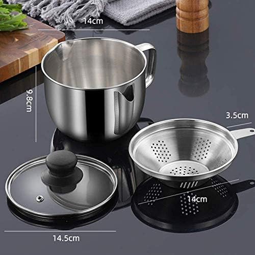 Premium Stainless Steel Oil Strainer with Colander Glass Top 1000ML