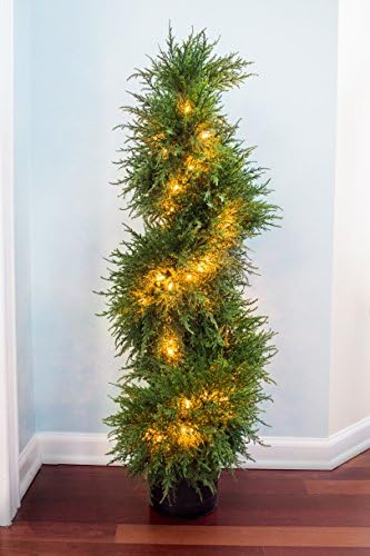 Nearly Natural 43in Cedar Spiral Topiary with LED Lights