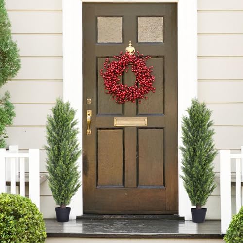 Set of 2 Realistic Cedar Outdoor Topiaries