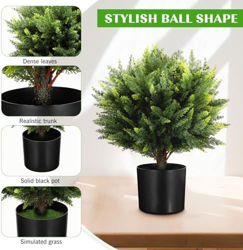 Zeyune 4-Piece Outdoor Cedar Topiary Ball Trees