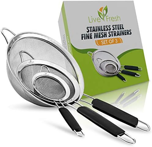 Stainless Steel Strainer Set Rust-Resistant with Non-Slip Handles