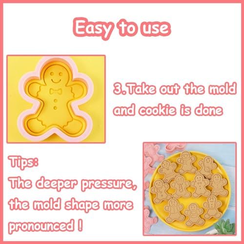 10 Mini Gingerbread Man Cookie Cutters 3D Raised Christmas Ornament