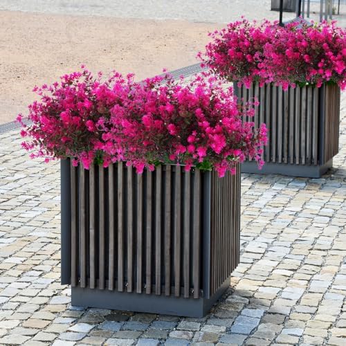 Stunning Fake Boxwood Fuchsia 10-Piece UV-Resistant Decor