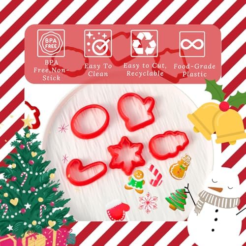 12-Piece Christmas Cookie Cutter Set Plastic Holiday Preparation