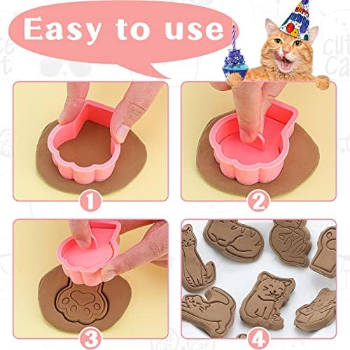 Sawysine 8 Pcs 3D Cat Cookie Cutters Set
