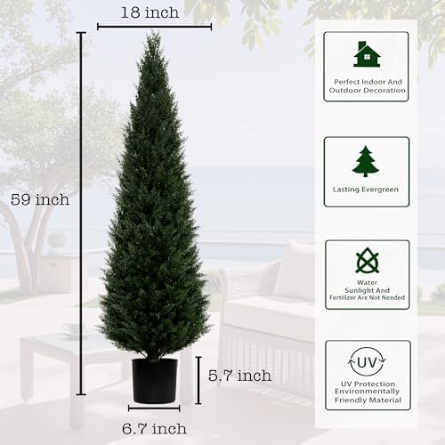 Kissilk 5-Ft Cedar Topiary - Realistic Outdoor