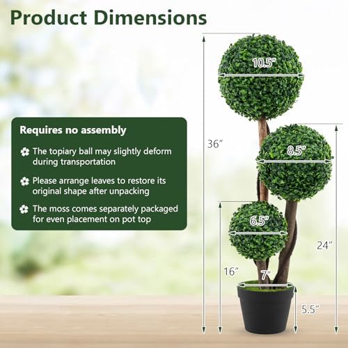 Artificial Boxwood Topiary Tree with 3 Ft Height