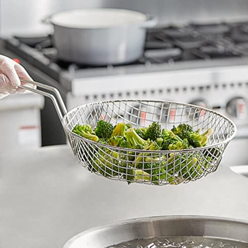 TrueCrawarf 12 Round Coarse Mesh Culinary Basket Nickel-Plated 9-18 Handle Length