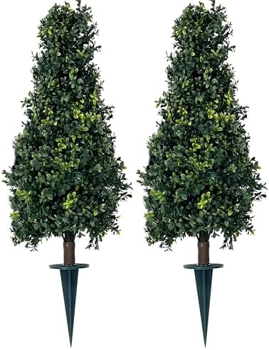 Artificial Boxwood Bush Cone 35 Tree with Spike
