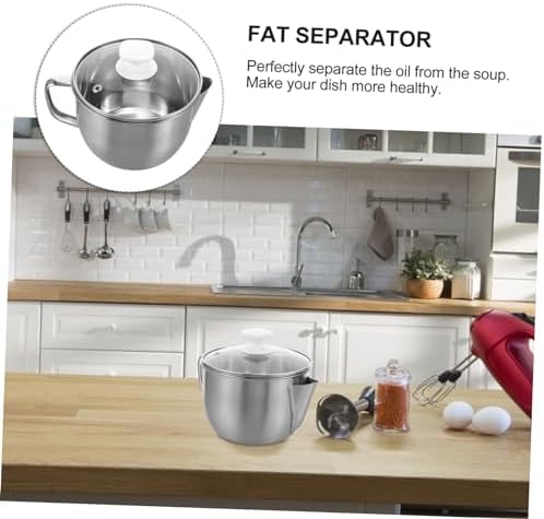BEBEMOKO 304 Stainless Steel Grease Separator with Glass Lid