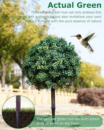 276inch Boxwood Topiary Fake Plant UV Resistant Outdoor Decor