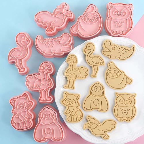 Lutoku 8 Mini Animal Cookie Cutters Set with 3D Raised Design