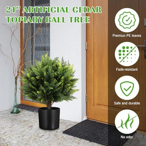 Zeyune 4-Piece Outdoor Cedar Topiary Ball Trees