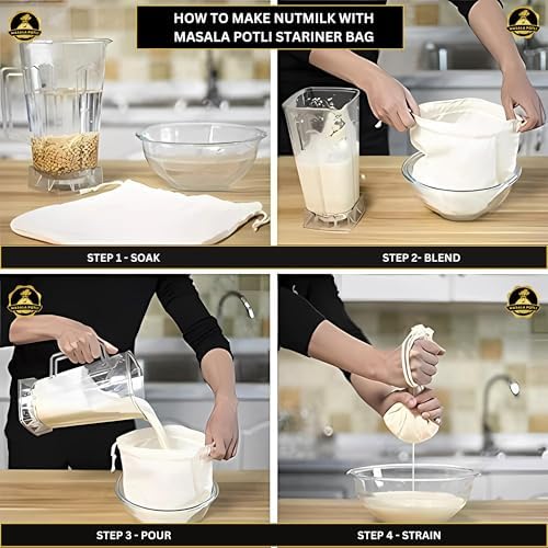 Multipurpose Reusable Cotton Strainer Bag for Curds Yogurt Beverages
