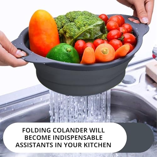 YARRD Space-Saving Silicone Colander with Handle for Kitchen Camping