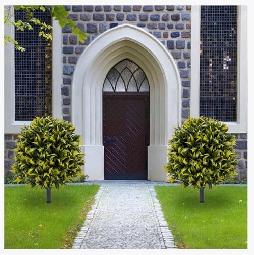 2-Piece Ball Tree Set for Porch Fake Bush Tree